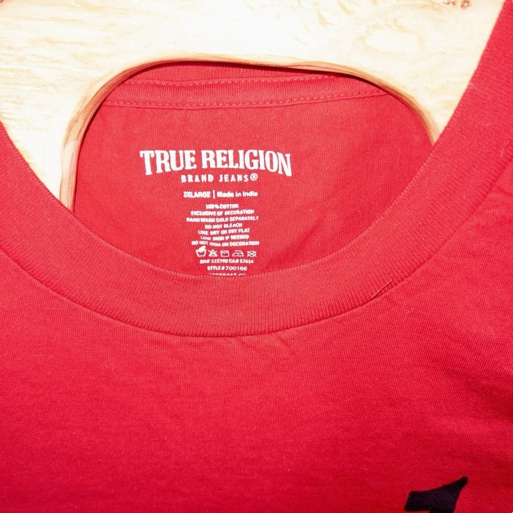 True Religion World Tour Red‎ T Shirt Mens XXL Rhinestones Streetwear Western
